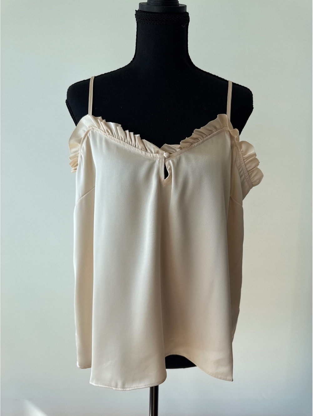 Parker Ruffle Trim Cami Women's Large NWT Blush Pink Silk Blend Tank Top